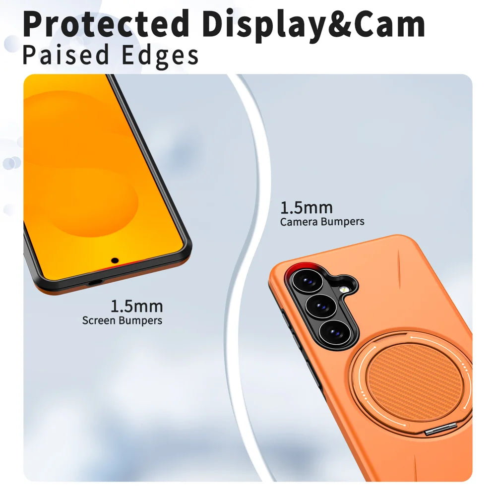 For Samsung Galaxy S26 Magnetic Case TPU + PC Back Cover with Rotating Kickstand - Orange - 5