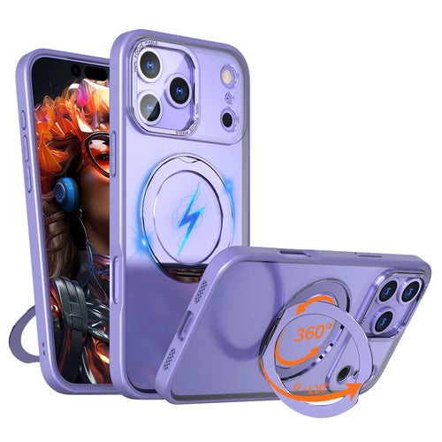 For iPhone 18 Pro / 17 Pro Case Compatible with MagSafe Skin-touch TPU + PC Phone Cover with Rotating Kickstand - Lilac Purple - 1