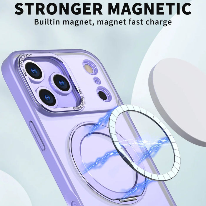 For iPhone 18 Pro / 17 Pro Case Compatible with MagSafe Skin-touch TPU + PC Phone Cover with Rotating Kickstand - Lilac Purple - 2