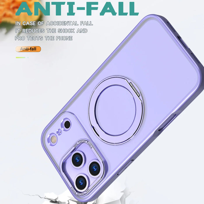 For iPhone 18 Pro / 17 Pro Case Compatible with MagSafe Skin-touch TPU + PC Phone Cover with Rotating Kickstand - Lilac Purple - 3