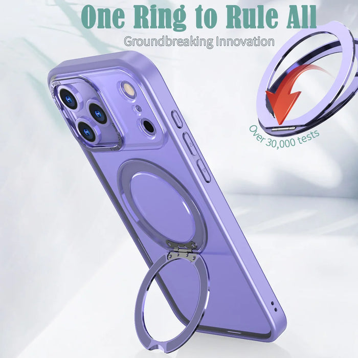 For iPhone 18 Pro / 17 Pro Case Compatible with MagSafe Skin-touch TPU + PC Phone Cover with Rotating Kickstand - Lilac Purple - 4