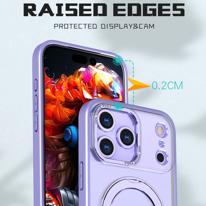 For iPhone 18 Pro / 17 Pro Case Compatible with MagSafe Skin-touch TPU + PC Phone Cover with Rotating Kickstand - Lilac Purple - 5