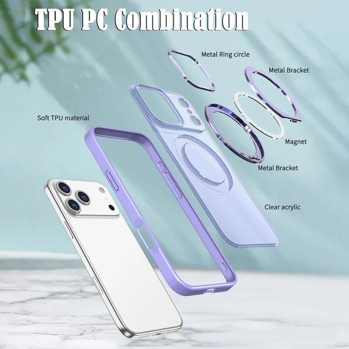 For iPhone 18 Pro / 17 Pro Case Compatible with MagSafe Skin-touch TPU + PC Phone Cover with Rotating Kickstand - Lilac Purple - 6