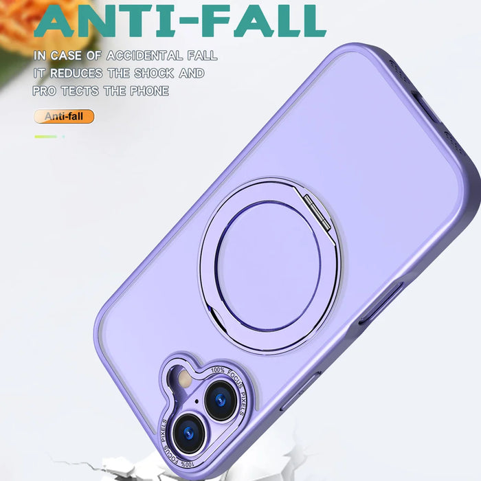 For iPhone 17 Case Compatible with MagSafe Skin-touch TPU + PC Phone Cover with Rotating Kickstand - Lilac Purple - 3