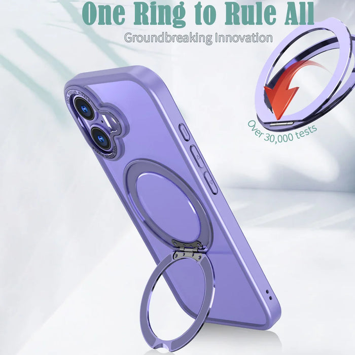 For iPhone 17 Case Compatible with MagSafe Skin-touch TPU + PC Phone Cover with Rotating Kickstand - Lilac Purple - 4