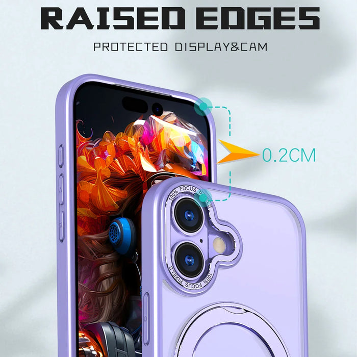 For iPhone 17 Case Compatible with MagSafe Skin-touch TPU + PC Phone Cover with Rotating Kickstand - Lilac Purple - 5