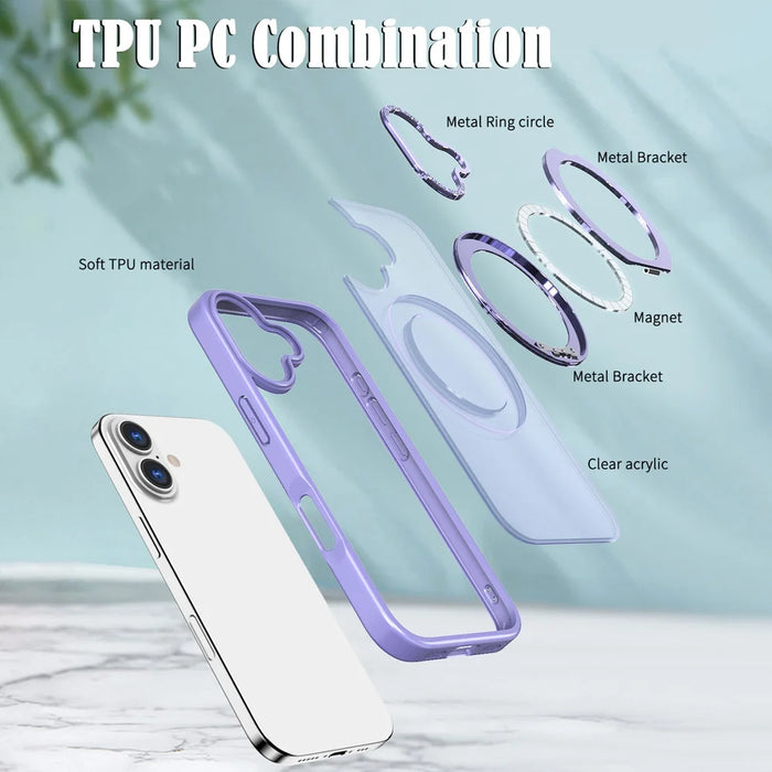 For iPhone 17 Case Compatible with MagSafe Skin-touch TPU + PC Phone Cover with Rotating Kickstand - Lilac Purple - 6