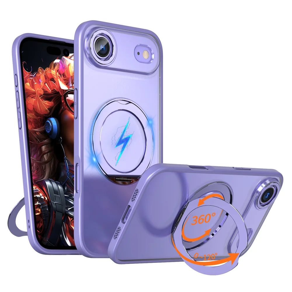 For iPhone Air Case Compatible with MagSafe Skin-touch TPU + PC Phone Cover with Rotating Kickstand - Lilac Purple - 1