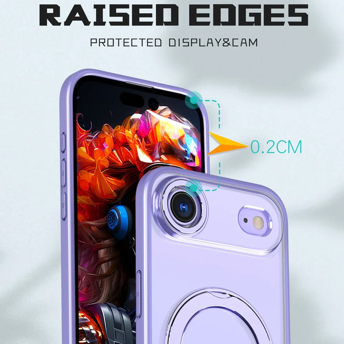 For iPhone Air Case Compatible with MagSafe Skin-touch TPU + PC Phone Cover with Rotating Kickstand - Lilac Purple - 5