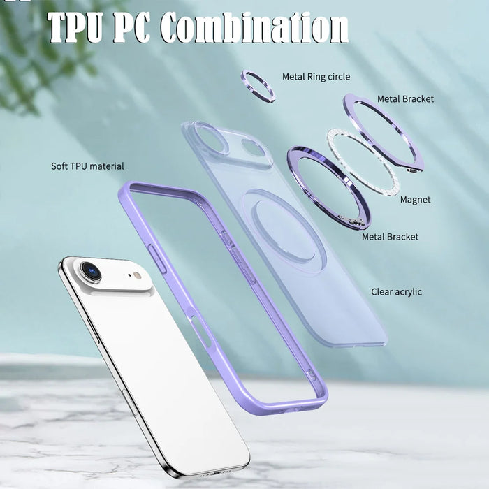 For iPhone Air Case Compatible with MagSafe Skin-touch TPU + PC Phone Cover with Rotating Kickstand - Lilac Purple - 6