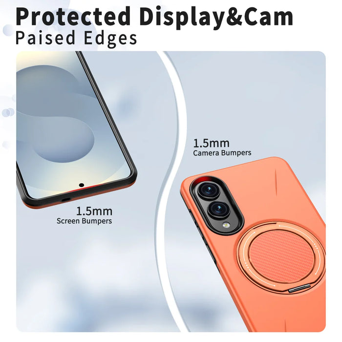 For Samsung Galaxy S25 Edge Magnetic Case Rotating Kickstand TPU + PC Phone Cover - Orange - 5