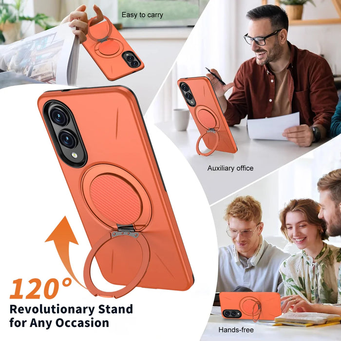For Samsung Galaxy S25 Edge Magnetic Case Rotating Kickstand TPU + PC Phone Cover - Orange - 7
