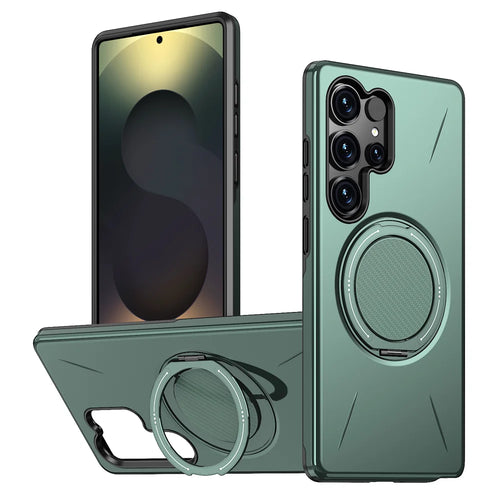 For Samsung Galaxy S23 Ultra / Galaxy S22 Ultra 5G Magnetic Case Rotating Kickstand TPU + PC Phone Cover - Green - 1
