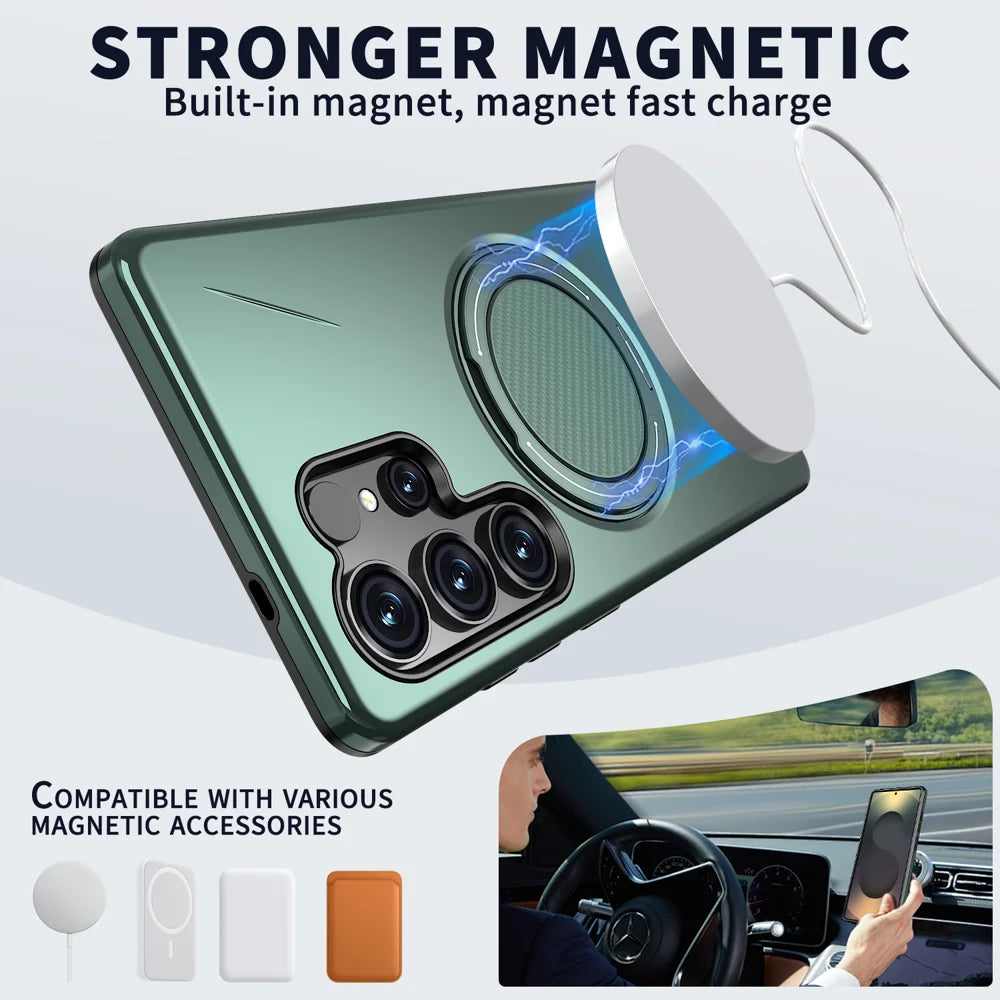 For Samsung Galaxy S23 Ultra / Galaxy S22 Ultra 5G Magnetic Case Rotating Kickstand TPU + PC Phone Cover - Green - 2