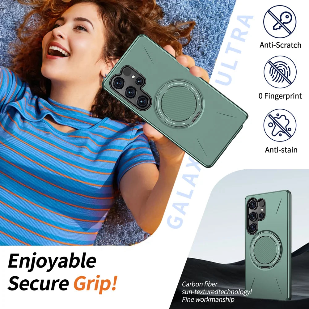 For Samsung Galaxy S23 Ultra / Galaxy S22 Ultra 5G Magnetic Case Rotating Kickstand TPU + PC Phone Cover - Green - 3