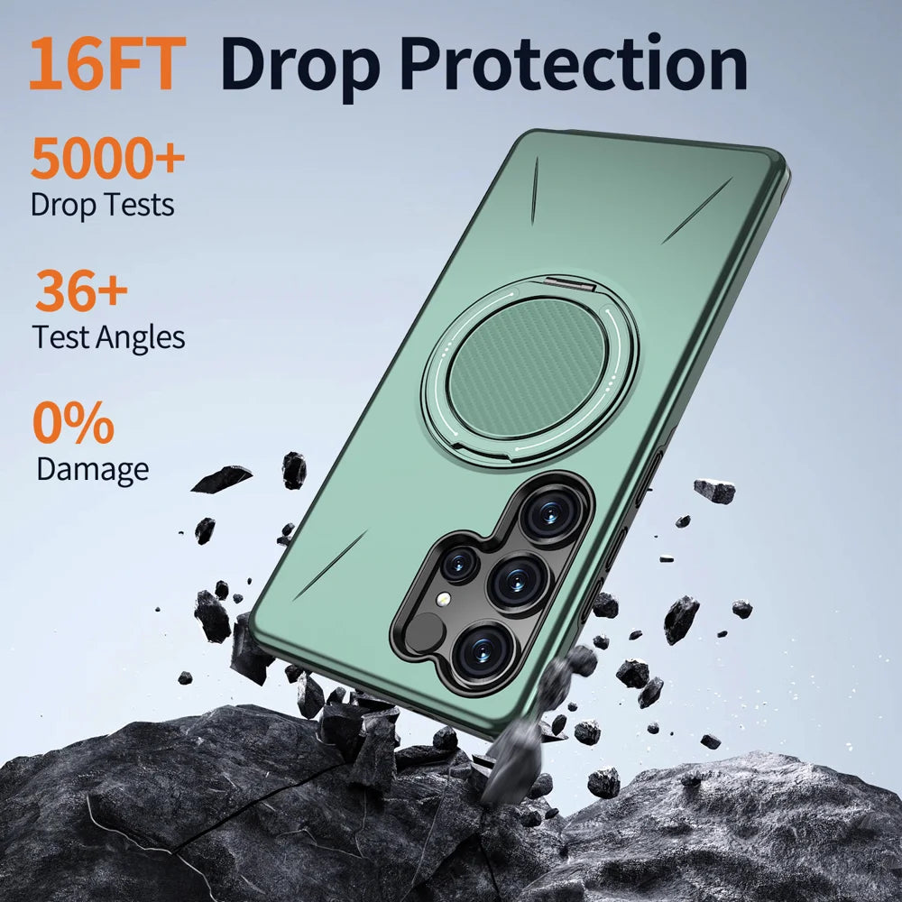 For Samsung Galaxy S23 Ultra / Galaxy S22 Ultra 5G Magnetic Case Rotating Kickstand TPU + PC Phone Cover - Green - 4