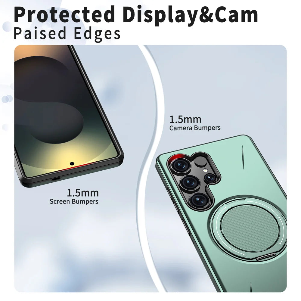 For Samsung Galaxy S23 Ultra / Galaxy S22 Ultra 5G Magnetic Case Rotating Kickstand TPU + PC Phone Cover - Green - 5