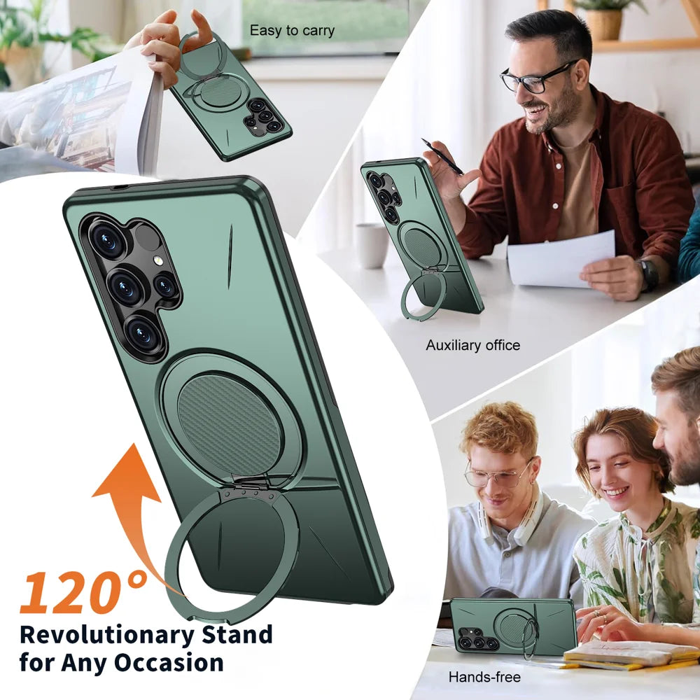 For Samsung Galaxy S23 Ultra / Galaxy S22 Ultra 5G Magnetic Case Rotating Kickstand TPU + PC Phone Cover - Green - 7