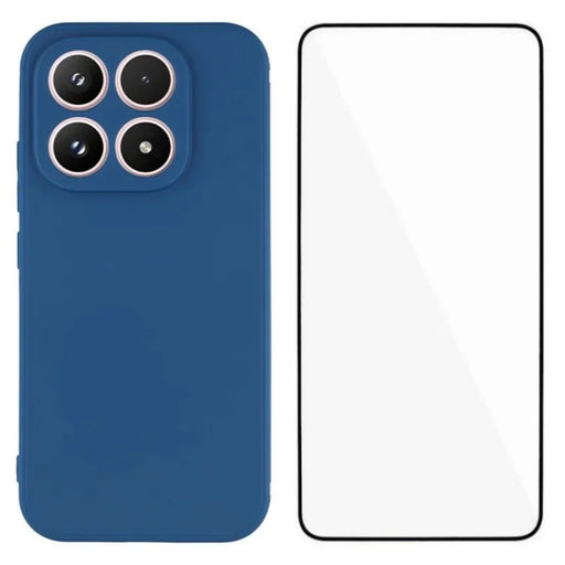 WANLONFENG For Xiaomi 17 Case  ZB Series Precise Cutouts Straight Edge TPU Phone Cover with Tempered Glass Film - Sapphire - 1