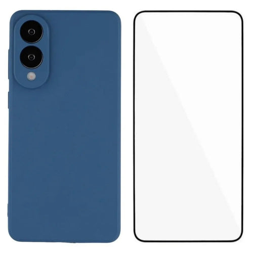 WANLONFENG For Samsung Galaxy S25 Edge Case  ZB Series Precise Cutouts Straight Edge TPU Phone Cover with Tempered Glass Film - Sapphire - 1