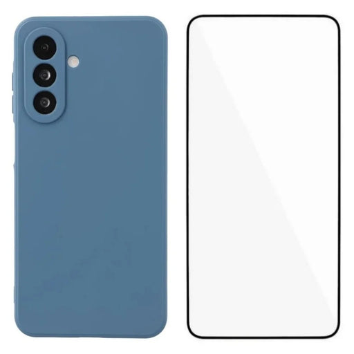 WANLONFENG For Samsung Galaxy A17 4G / Galaxy A17 5G Case  ZB Series Precise Cutouts Straight Edge TPU Phone Cover with Tempered Glass Film - Sapphire - 1