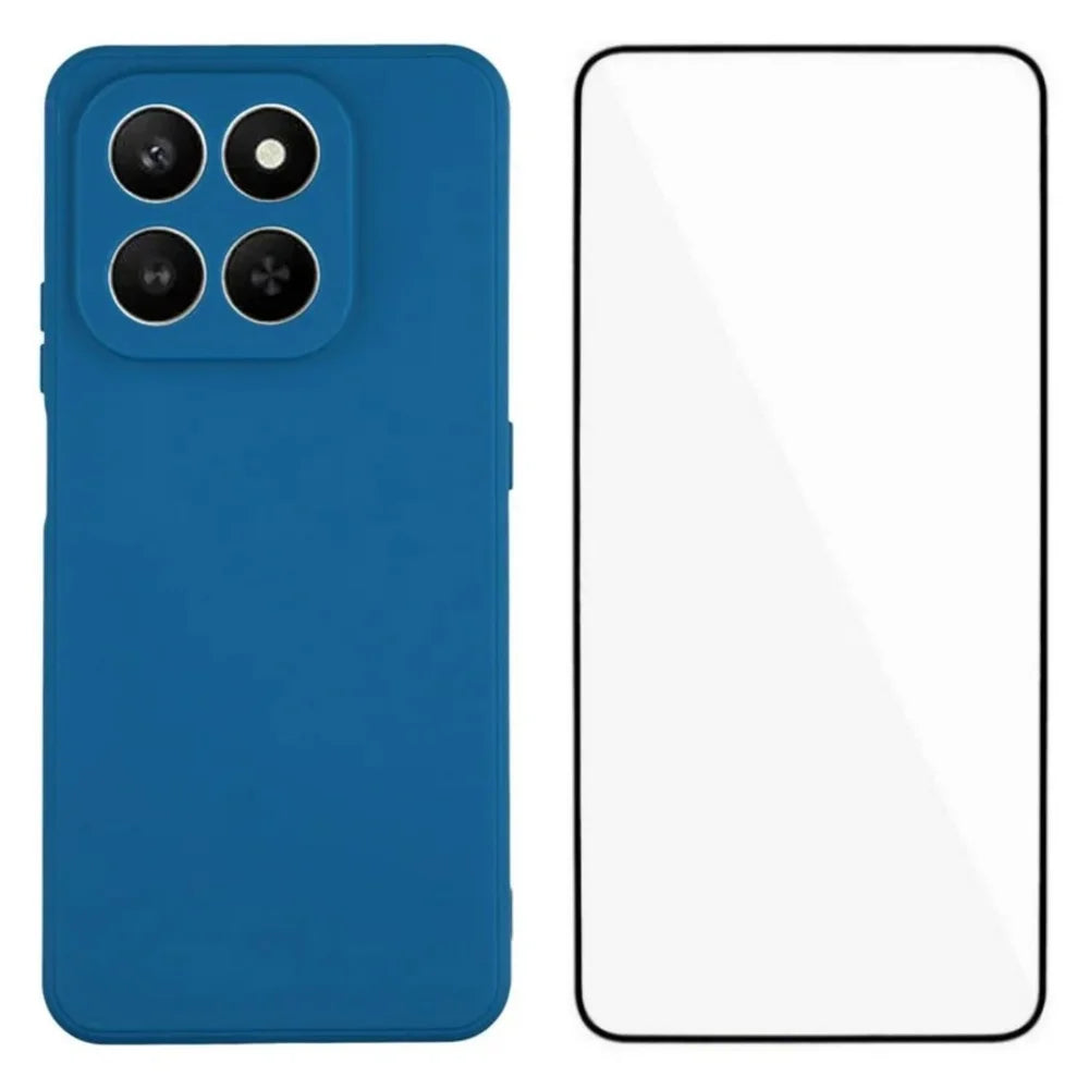 WANLONFENG For Honor 400 Smart 4G / Honor X7d 4G / Honor 400 Smart 5G Case  ZB Series Precise Cutouts Straight Edge TPU Phone Cover with Tempered Glass Film - Sapphire - 1
