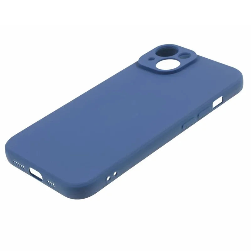 WANLONFENG For iPhone 15 Case  ZB Series Precise Cutouts Straight Edge TPU Phone Cover with Tempered Glass Film - Sapphire - 6