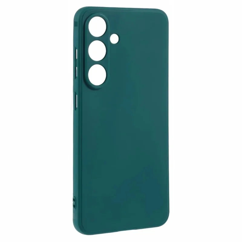 WANLONFENG For Samsung Galaxy S25 Case  ZB Series Precise Cutouts Straight Edge TPU Phone Cover with Tempered Glass Film - Army Green - 4