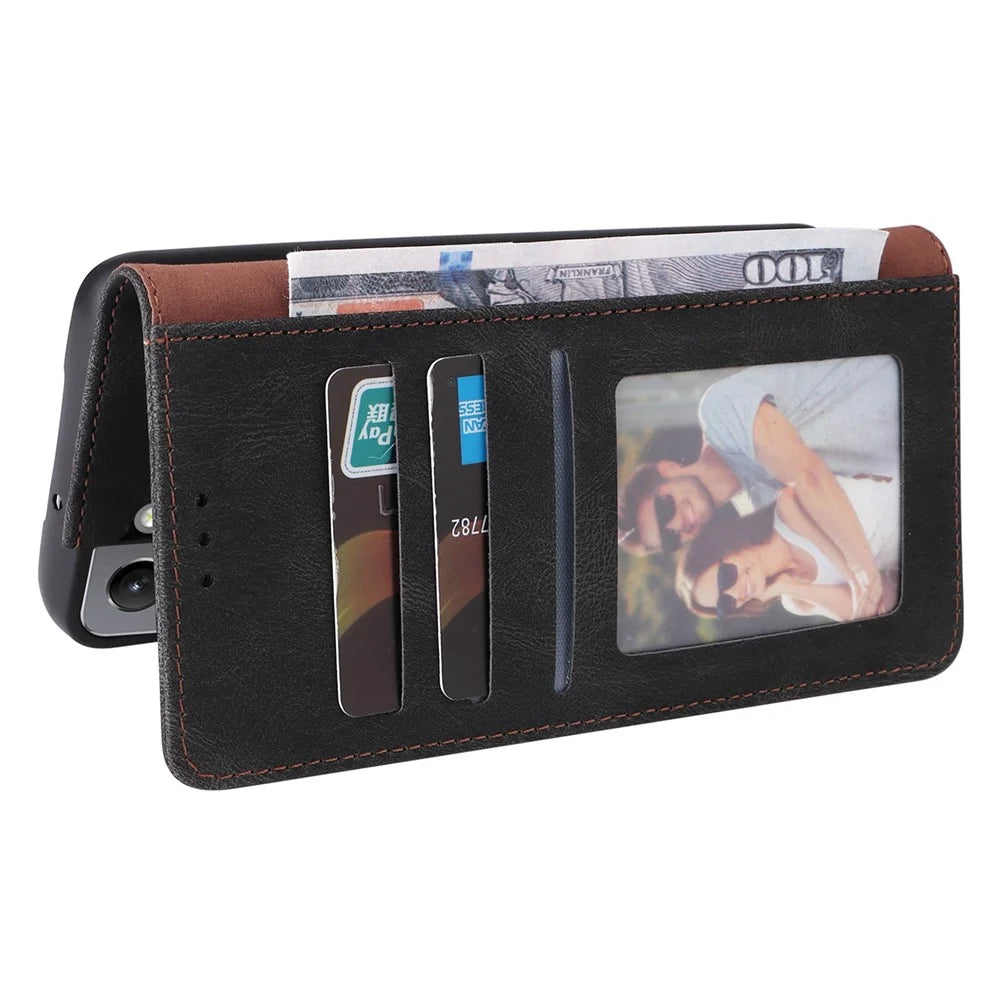 For Samsung Galaxy S22 5G Slim Auto Closing Magnetic Cover PU Leather Wallet Stand Folio Protective Phone Case - Black - 5