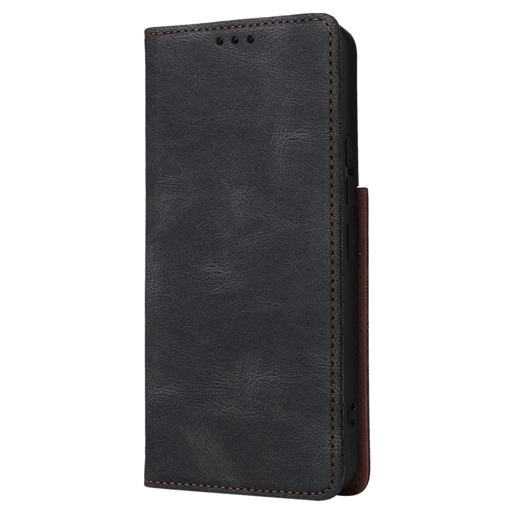 For Samsung Galaxy S22 5G Slim Auto Closing Magnetic Cover PU Leather Wallet Stand Folio Protective Phone Case - Black - 7