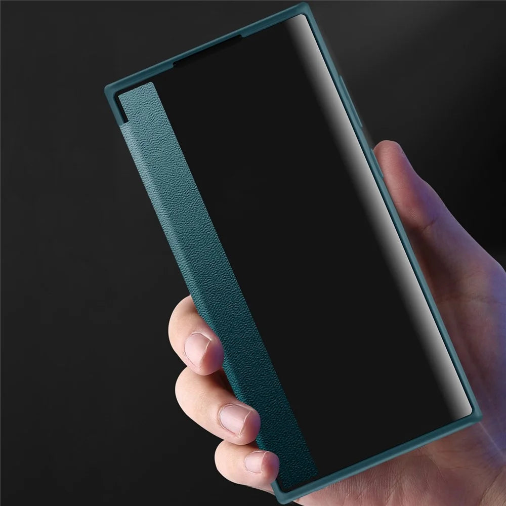 For Samsung Galaxy S23 Ultra Cellphone Protector Flip Cover Anti-fall PU Leather+TPU+Acrylic Hybrid Case - Blue - 2