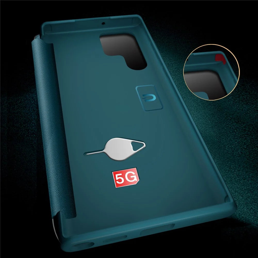 For Samsung Galaxy S23 Ultra Cellphone Protector Flip Cover Anti-fall PU Leather+TPU+Acrylic Hybrid Case - Blue - 4
