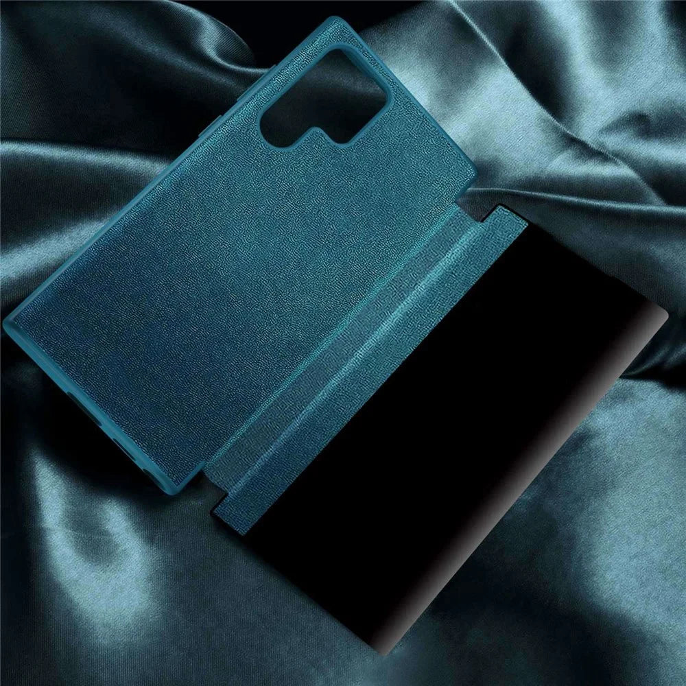For Samsung Galaxy S23 Ultra Cellphone Protector Flip Cover Anti-fall PU Leather+TPU+Acrylic Hybrid Case - Blue - 5