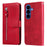 For Samsung Galaxy S26+ PU Leather Cases with Zipper Pocket Wallet Phone Cover Stand - Red - 1