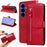 For Samsung Galaxy S26+ PU Leather Cases with Zipper Pocket Wallet Phone Cover Stand - Red - 2