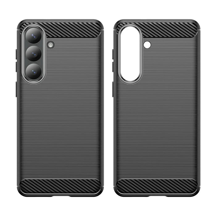 For Samsung Galaxy S26+ Case Protective Phone Cover Carbon Fiber Texture Brushed - Black - 2