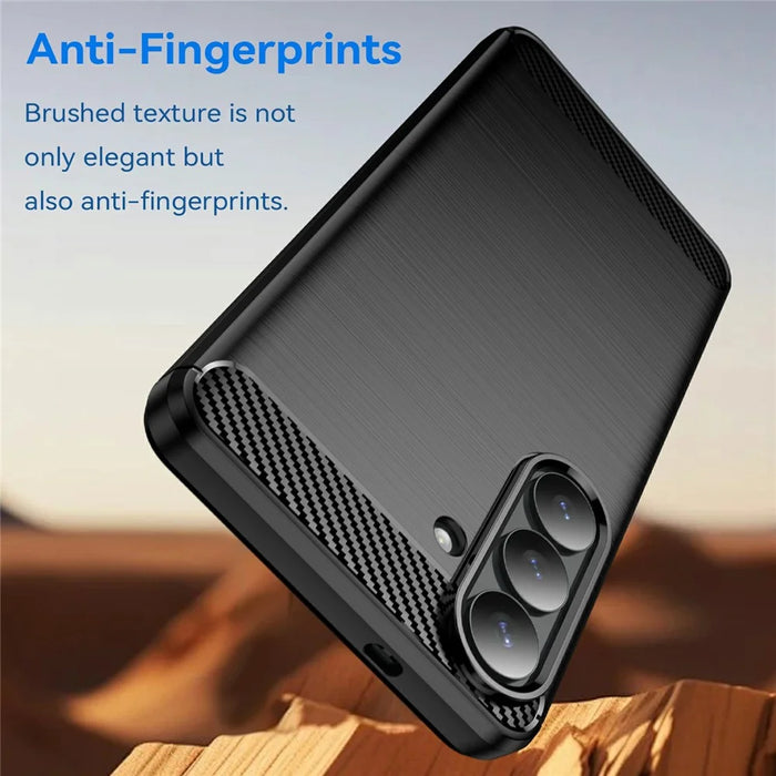 For Samsung Galaxy S26+ Case Protective Phone Cover Carbon Fiber Texture Brushed - Black - 3