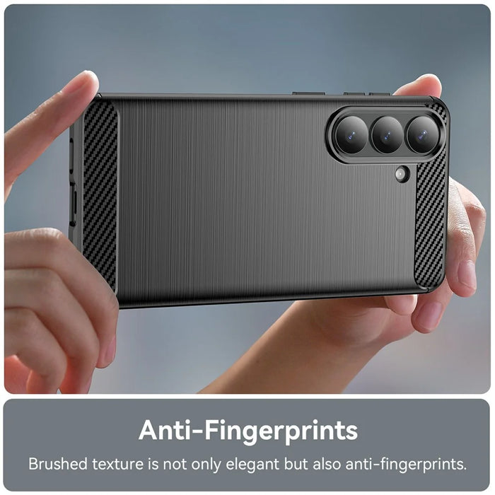 For Samsung Galaxy S26+ Case Protective Phone Cover Carbon Fiber Texture Brushed - Black - 5