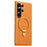 For Samsung Galaxy S25 Ultra Magnetic Case Kickstand Electroplated PC PU Leather Cooling Phone Back Cover - Orange - 1