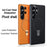 For Samsung Galaxy S25 Ultra Magnetic Case Kickstand Electroplated PC PU Leather Cooling Phone Back Cover - Orange - 2