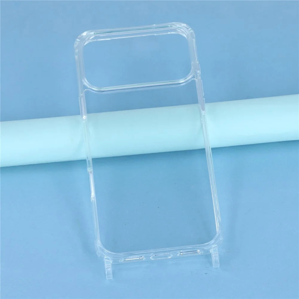 For iPhone 17 Pro Case PC+TPU 1.5mm Clear Phone Cover with Lanyard Holes - 6