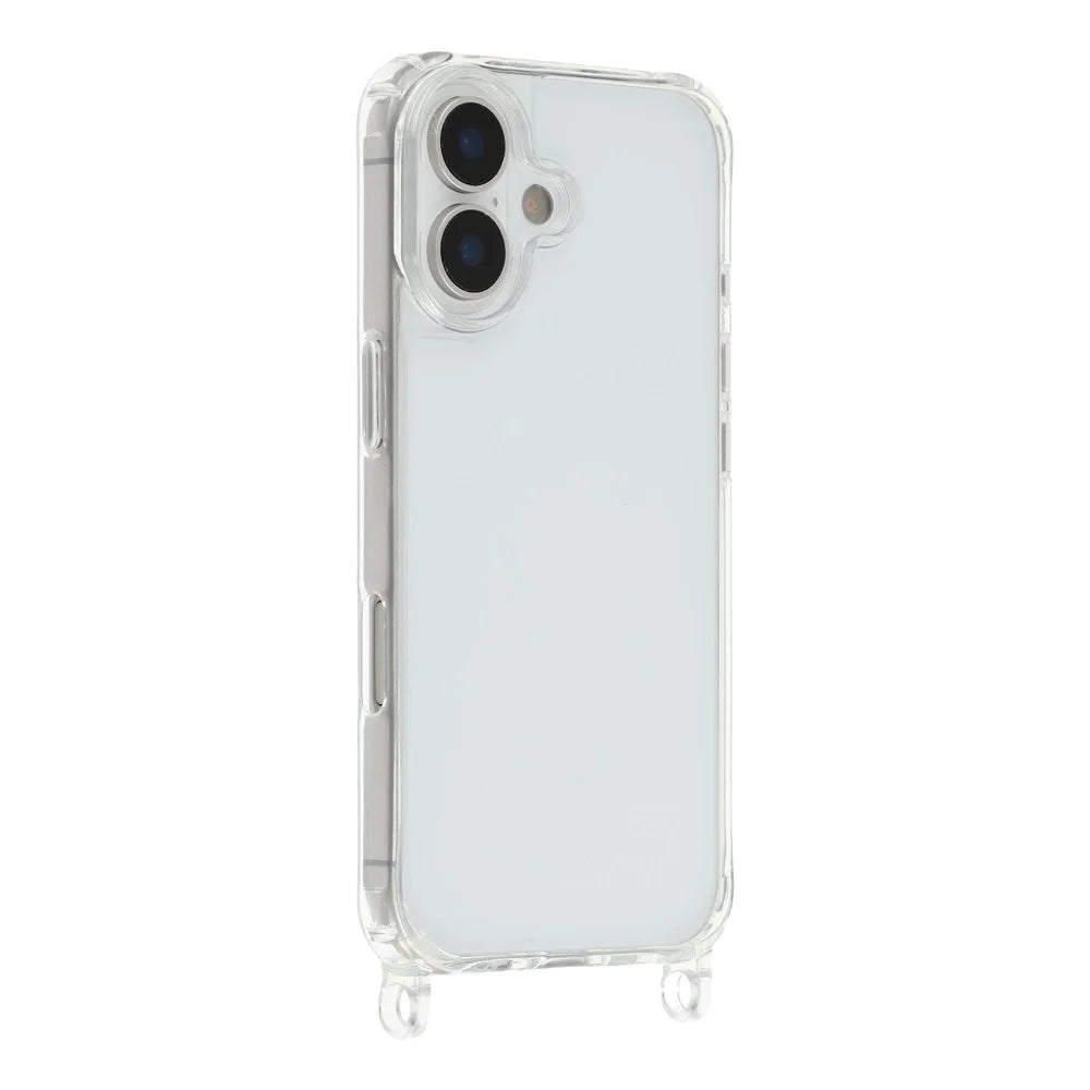 For iPhone 17 Case PC+TPU 1.5mm Clear Phone Cover with Lanyard Holes - 1