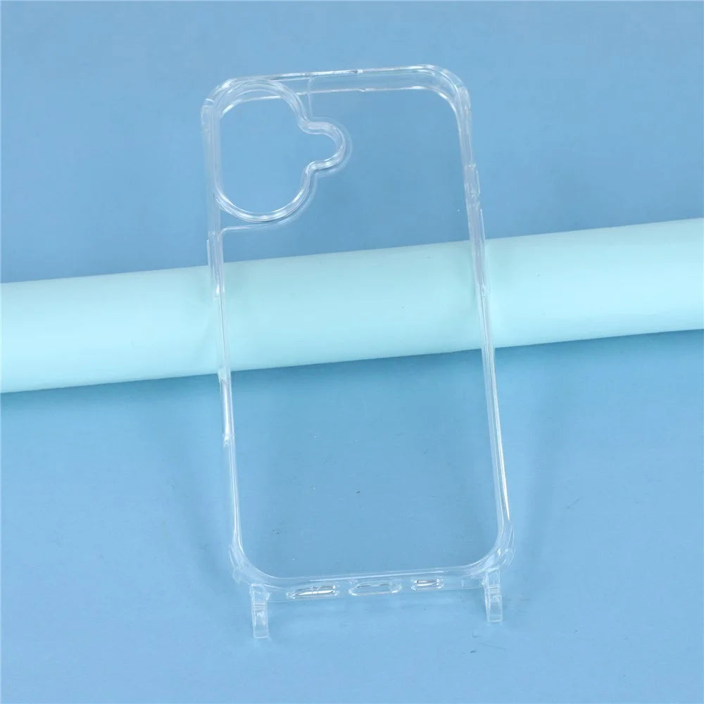 For iPhone 17 Case PC+TPU 1.5mm Clear Phone Cover with Lanyard Holes - 6