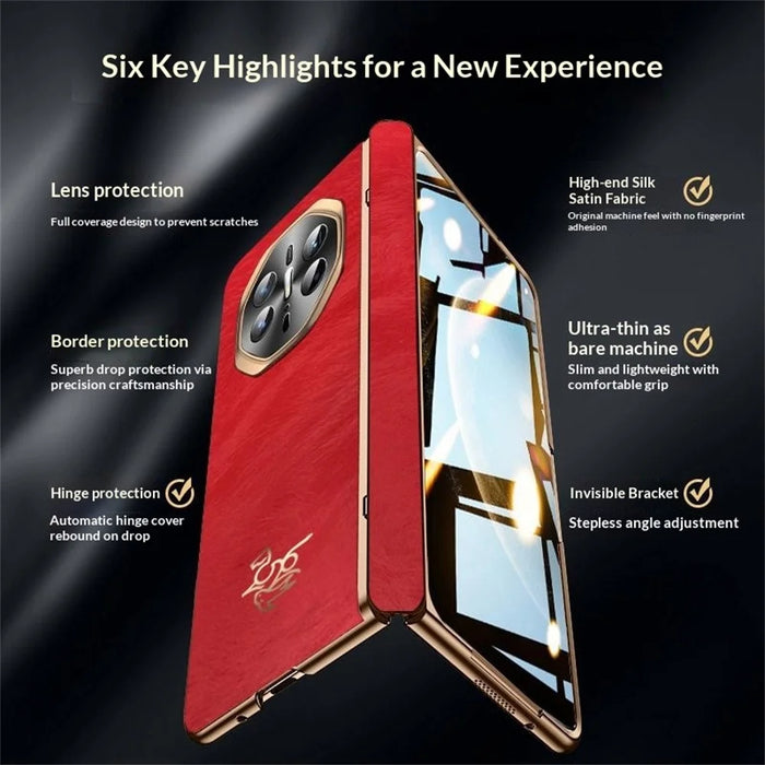 For Huawei Mate X6 Case Horse Pattern Hinge Protection Hard PC Phone Cover with Front Screen Protector - 4