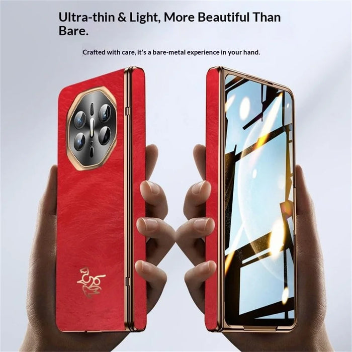 For Huawei Mate X6 Case Horse Pattern Hinge Protection Hard PC Phone Cover with Front Screen Protector - 5