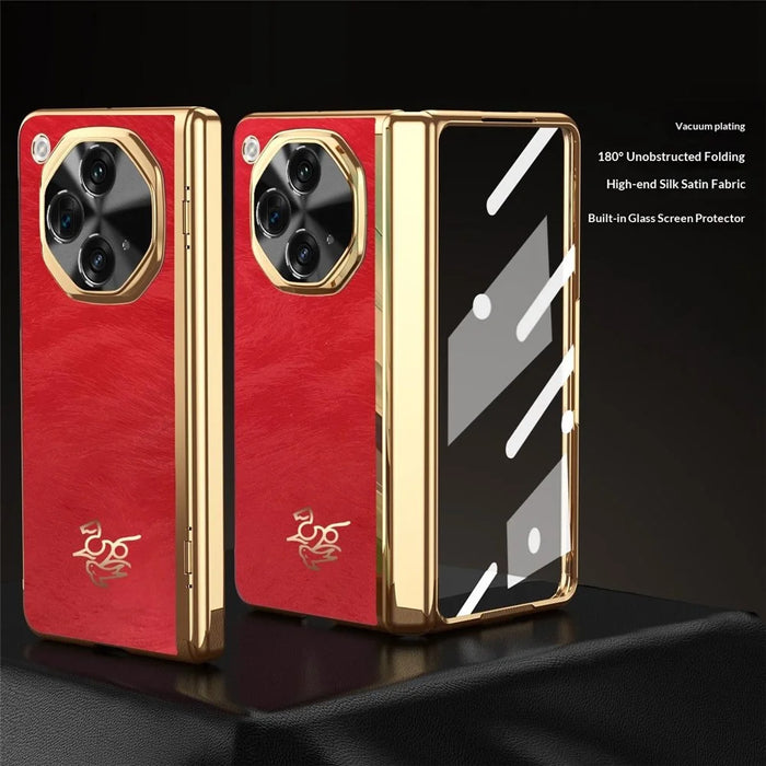 For Oppo Find N3 5G Case Horse Pattern Hinge Protection Hard PC Phone Cover with Front Screen Protector - 2