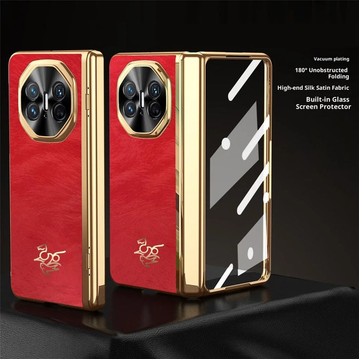For Huawei Mate X3 4G Case Horse Pattern Hinge Protection Hard PC Phone Cover with Front Screen Protector - 2