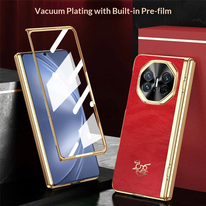 For Huawei Mate X3 4G Case Horse Pattern Hinge Protection Hard PC Phone Cover with Front Screen Protector - 3