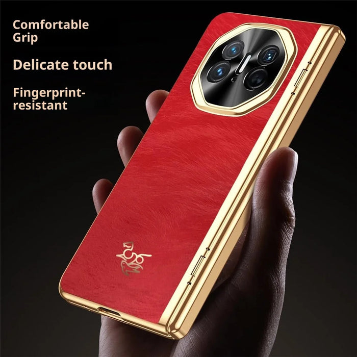 For Huawei Mate X3 4G Case Horse Pattern Hinge Protection Hard PC Phone Cover with Front Screen Protector - 4