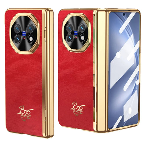 For vivo X Fold5 5G Case Horse Pattern Hinge Protection Hard PC Phone Cover with Front Screen Protector - 1